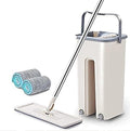 AROPRE Microfiber, Stainless Steel Mop Heavy Quality Floor Mop With Bucket, Flexible Kitchen Tap Flat Squeeze Cleaning Supplies 360 Flexible Head/2 Reusable Pads Clean Home Floor Cleaners (White)