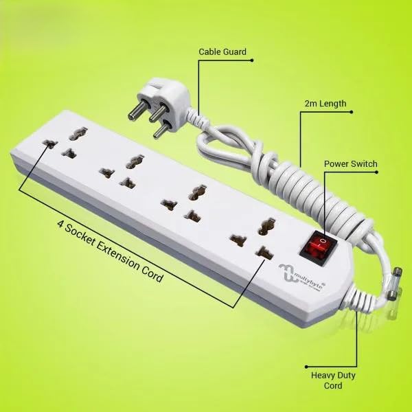 Multibyte 4 Socket 1 Switch Power Saving Outlet Extension Board, High Speed, Fast Charging- Power Strip, Surge Protector, 4M Cable Shockproof Fire-Retardant, Multipurpose Use Spike for Home & Office