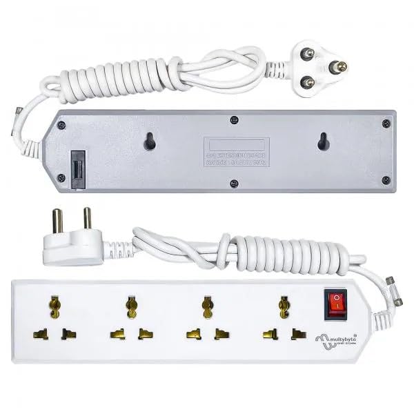 Multibyte 4 Socket 1 Switch Power Saving Outlet Extension Board, High Speed, Fast Charging- Power Strip, Surge Protector, 4M Cable Shockproof Fire-Retardant, Multipurpose Use Spike for Home & Office