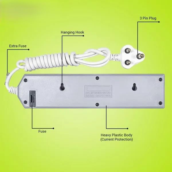Multibyte 4 Socket 1 Switch Power Saving Outlet Extension Board, High Speed, Fast Charging- Power Strip, Surge Protector, 4M Cable Shockproof Fire-Retardant, Multipurpose Use Spike for Home & Office