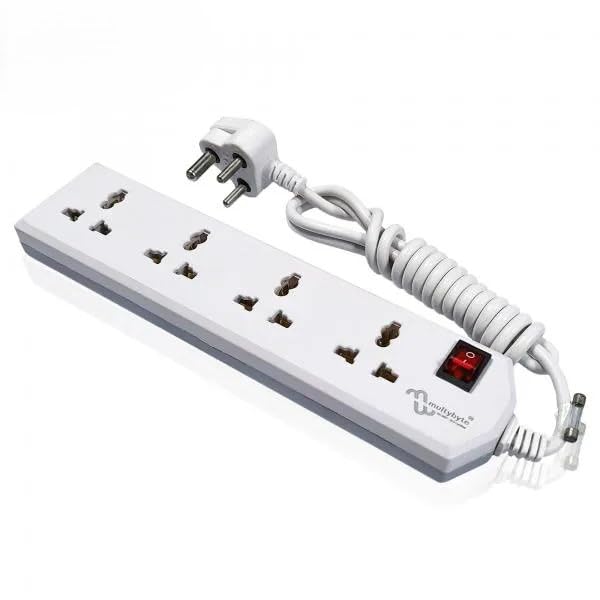 Multibyte 4 Socket 1 Switch Power Saving Outlet Extension Board, High Speed, Fast Charging- Power Strip, Surge Protector, 4M Cable Shockproof Fire-Retardant, Multipurpose Use Spike for Home & Office