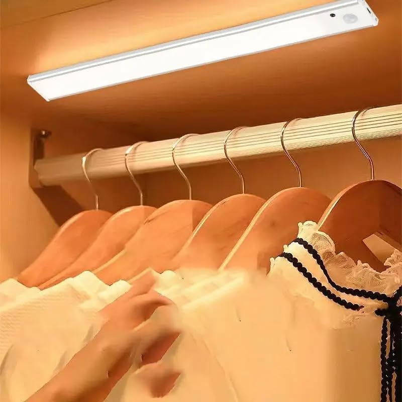 AROPRE Rechargeable Motion Sensor LED Light 40cm | Magnetic Under Cabinet Light with 3 Modes & 1200mAh Battery | Wireless Closet Light for Wardrobe & Kitchen