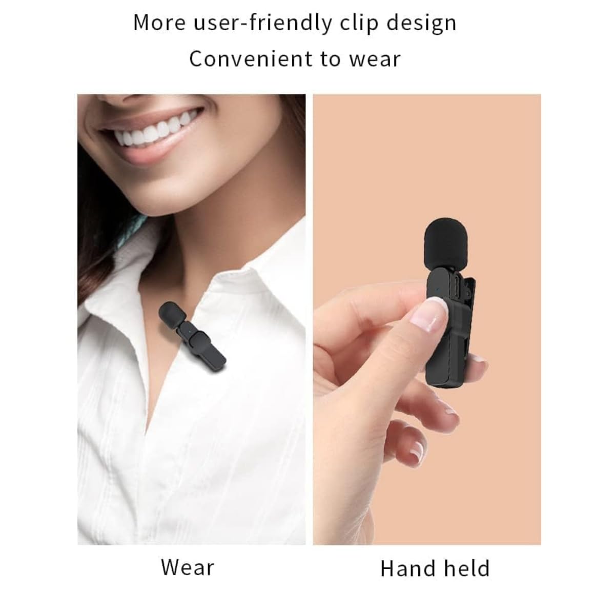 AROPRE Furry K8 Wireless Lavalier Microphone, Bluetooth Collar Microphone for Type-C Android, Noise Canceling Mic for Vlogging, Clip-On for YouTube, Singing, Video Recording, Podcasting
