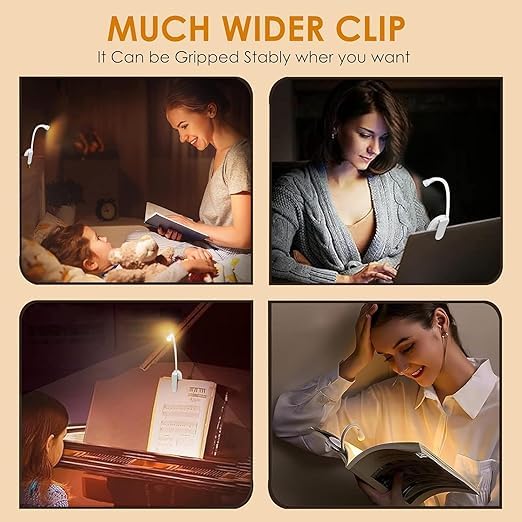 AROPRE Mini Clip-On Reading Lamp – USB Rechargeable, Eye-Caring Night Light with 3 Light Modes, Special Folding Design, Perfect for Students (White)