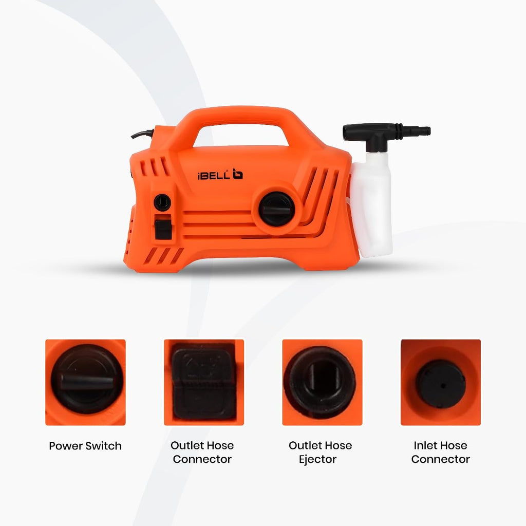 IBELL NANOJET High Pressure Washer, 1500W Motor, 120 Bar Car Washer High Pressure Gun, 6.2 L/Min Flow, 5M Hose, Portable Pressure Washer for Car, Bike, Home & Outdoor Cleaning