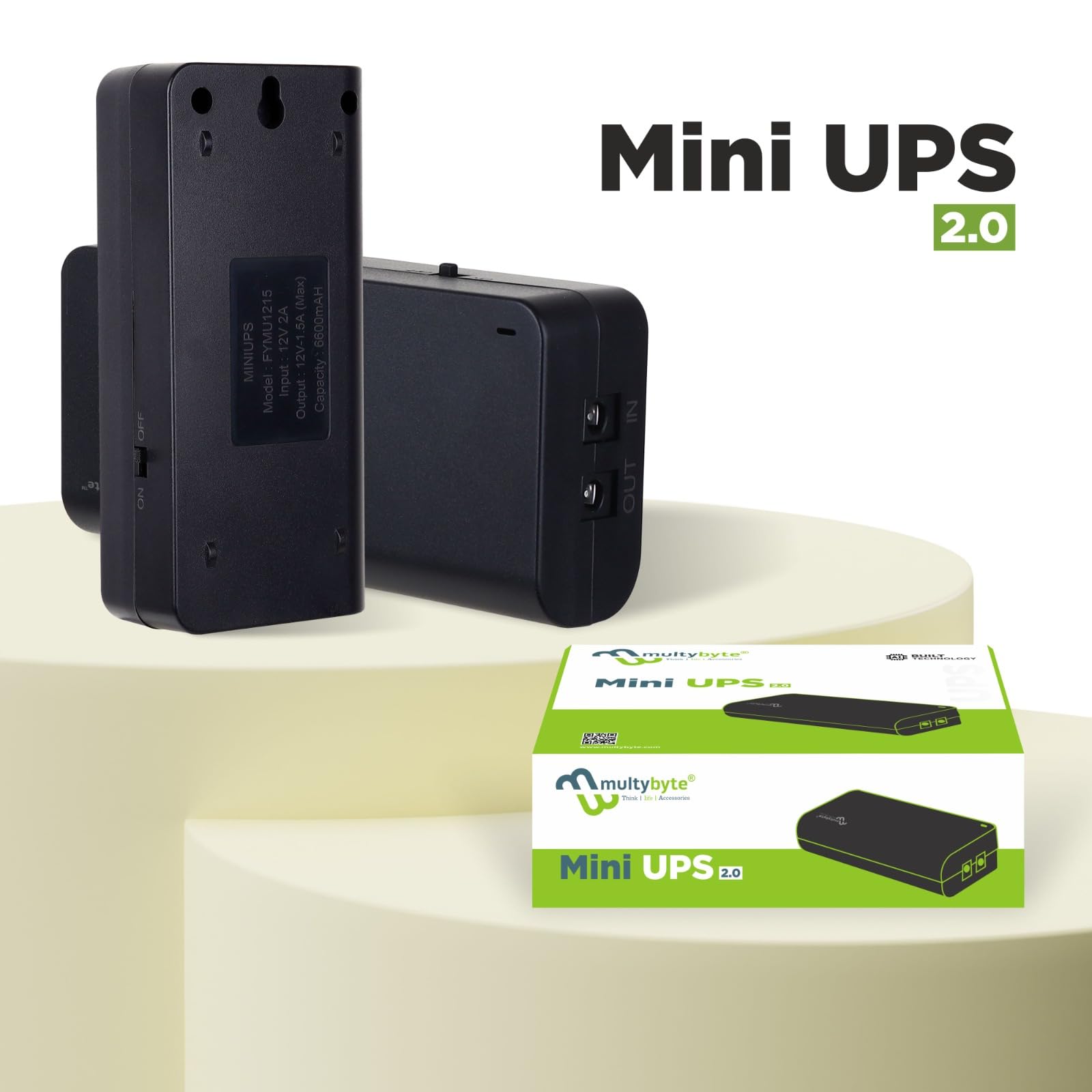 Multybyte 12V Mini UPS for Wi-Fi Router – Up to 5-Hour Backup | Router Backup Battery | Smart Power Protection | Compact & Easy Setup | Compatible with Jio, Airtel, Tenda