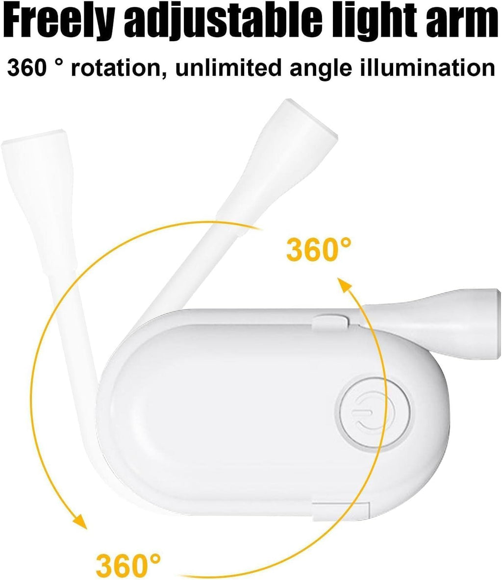 AROPRE Mini Clip-On Reading Lamp – USB Rechargeable, Eye-Caring Night Light with 3 Light Modes, Special Folding Design, Perfect for Students (White)