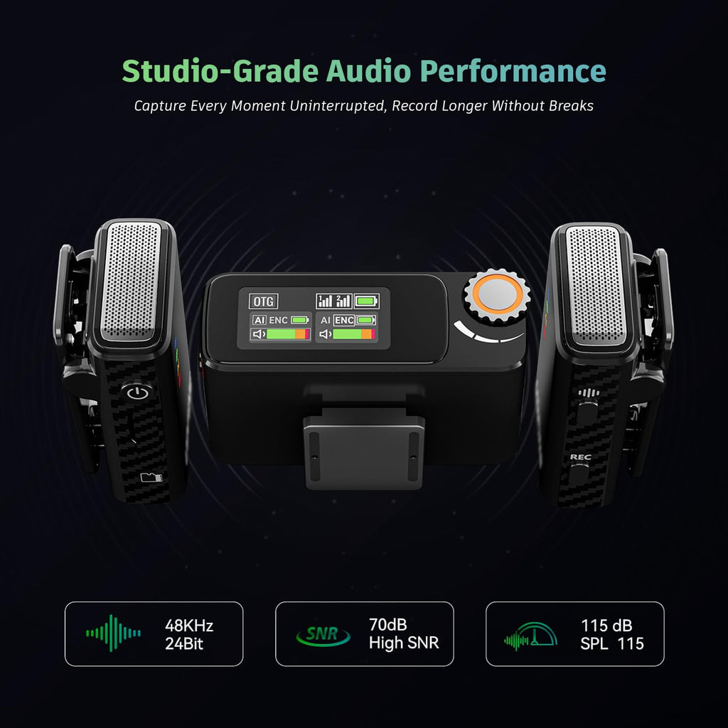 AROPRE Swing Wireless Microphone with Noise Cancellation, Collar Mic for YouTube Video Recording and Vlogging, Wireless Mic Compatible with DSLR, iOS and Android