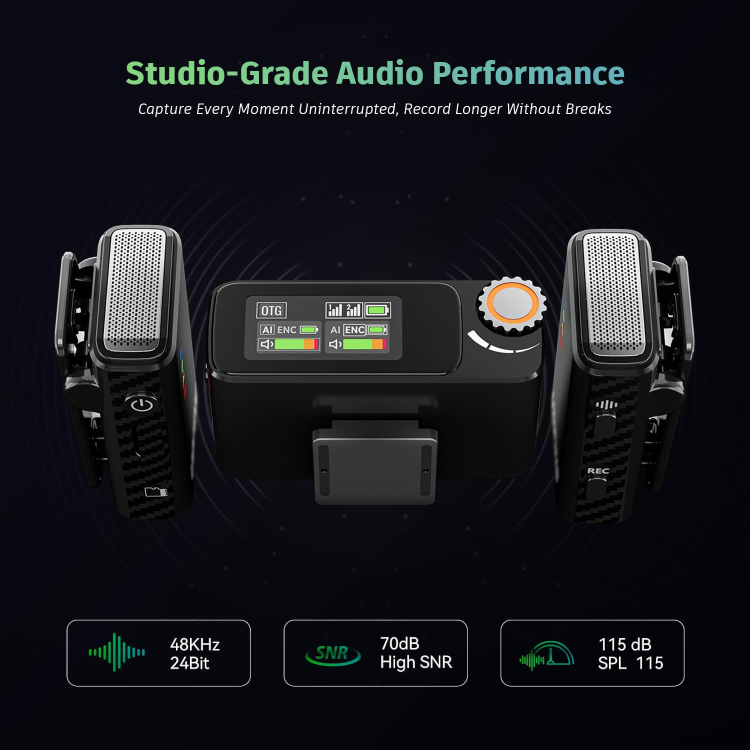 AROPRE Swing Wireless Microphone with Noise Cancellation, Collar Mic for YouTube Video Recording and Vlogging, Wireless Mic Compatible with DSLR, iOS and Android