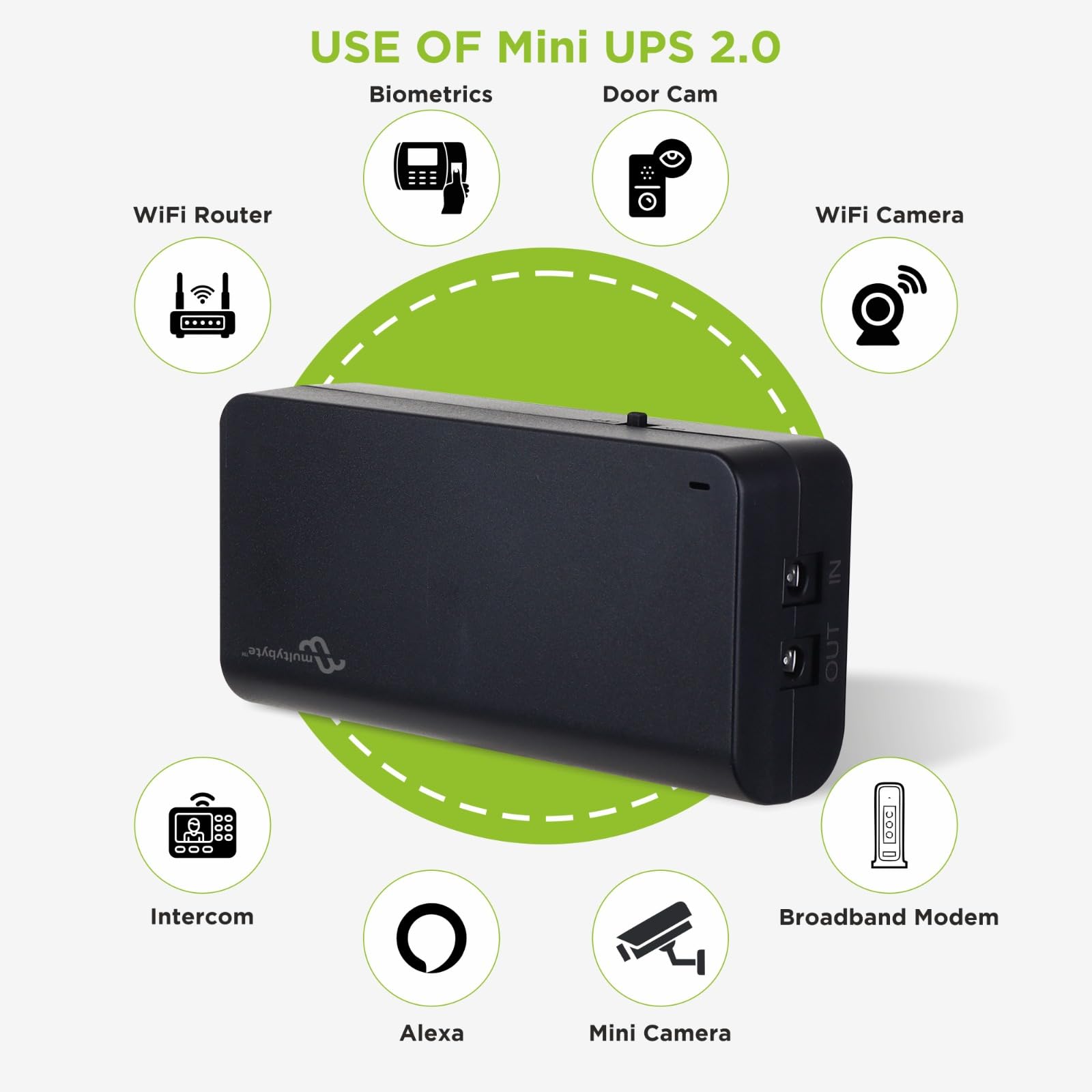 Multybyte 12V Mini UPS for Wi-Fi Router – Up to 5-Hour Backup | Router Backup Battery | Smart Power Protection | Compact & Easy Setup | Compatible with Jio, Airtel, Tenda
