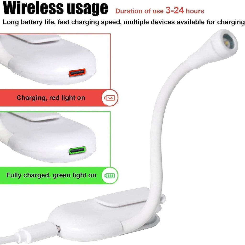 AROPRE Mini Clip-On Reading Lamp – USB Rechargeable, Eye-Caring Night Light with 3 Light Modes, Special Folding Design, Perfect for Students (White)
