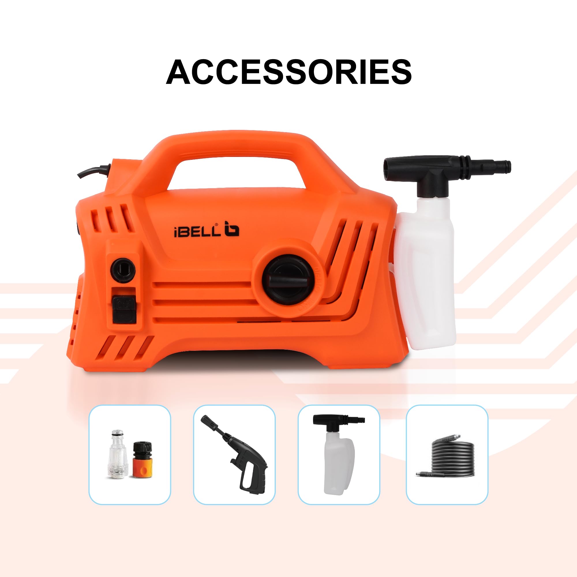 IBELL NANOJET High Pressure Washer, 1500W Motor, 120 Bar Car Washer High Pressure Gun, 6.2 L/Min Flow, 5M Hose, Portable Pressure Washer for Car, Bike, Home & Outdoor Cleaning