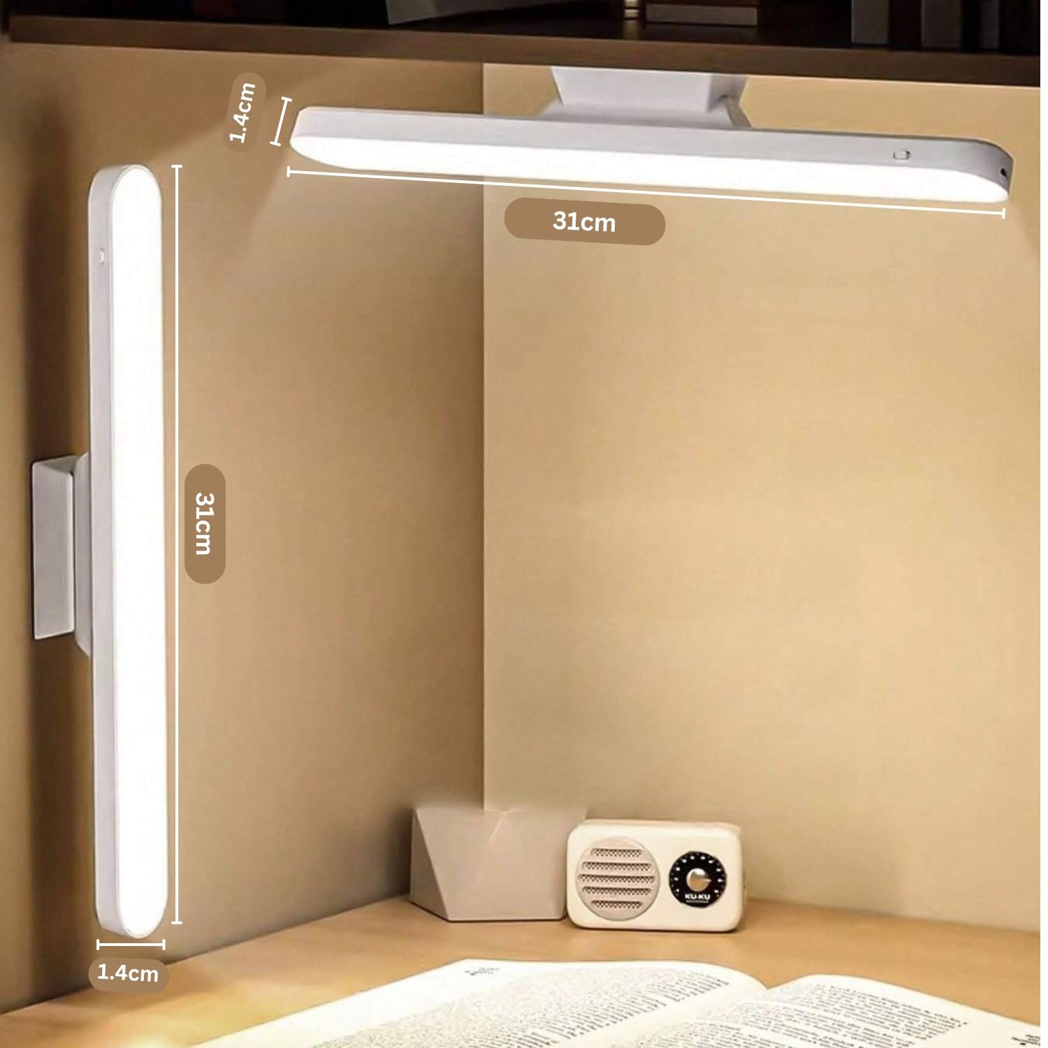 AROPRE USB Rechargeable Magnetic Cabinet Light | Slim LED Under Cabinet Lamp with Curved Edge, 3-Color Dimmable & 1200mAh Battery | Kitchen, Closet & Bedroom