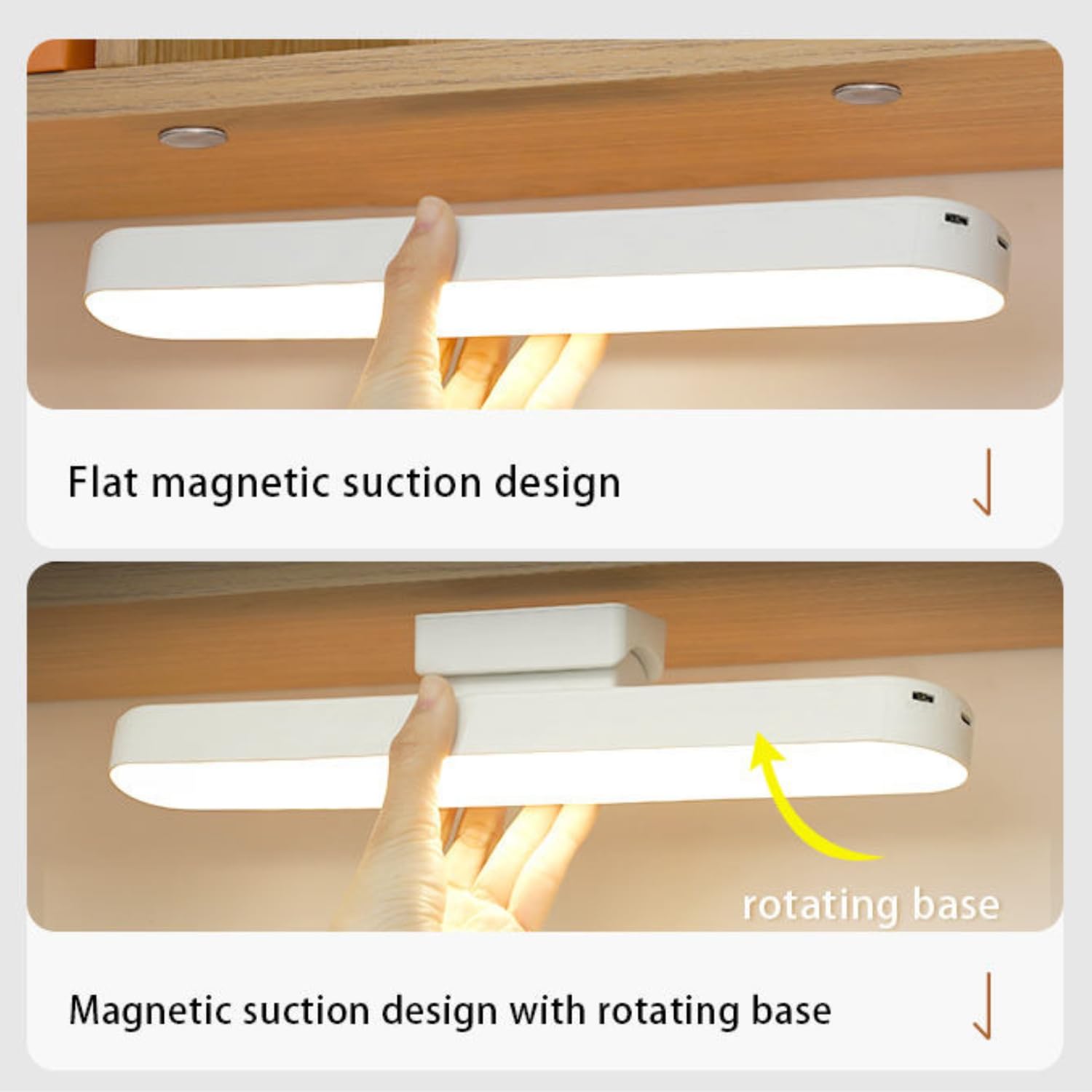 AROPRE USB Rechargeable Magnetic Cabinet Light | Slim LED Under Cabinet Lamp with Curved Edge, 3-Color Dimmable & 1200mAh Battery | Kitchen, Closet & Bedroom