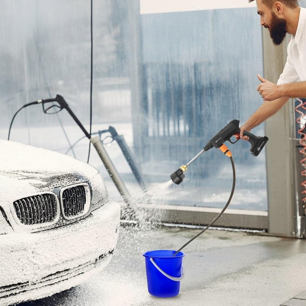 Car Washer High Pressure Gun Rechargeable with 2 Batteries | 1 Year Warranty | Pressure Washer for Car | Car Washing Pump | Water Pressure Gun for Car Wash | Gardening, Cleaning