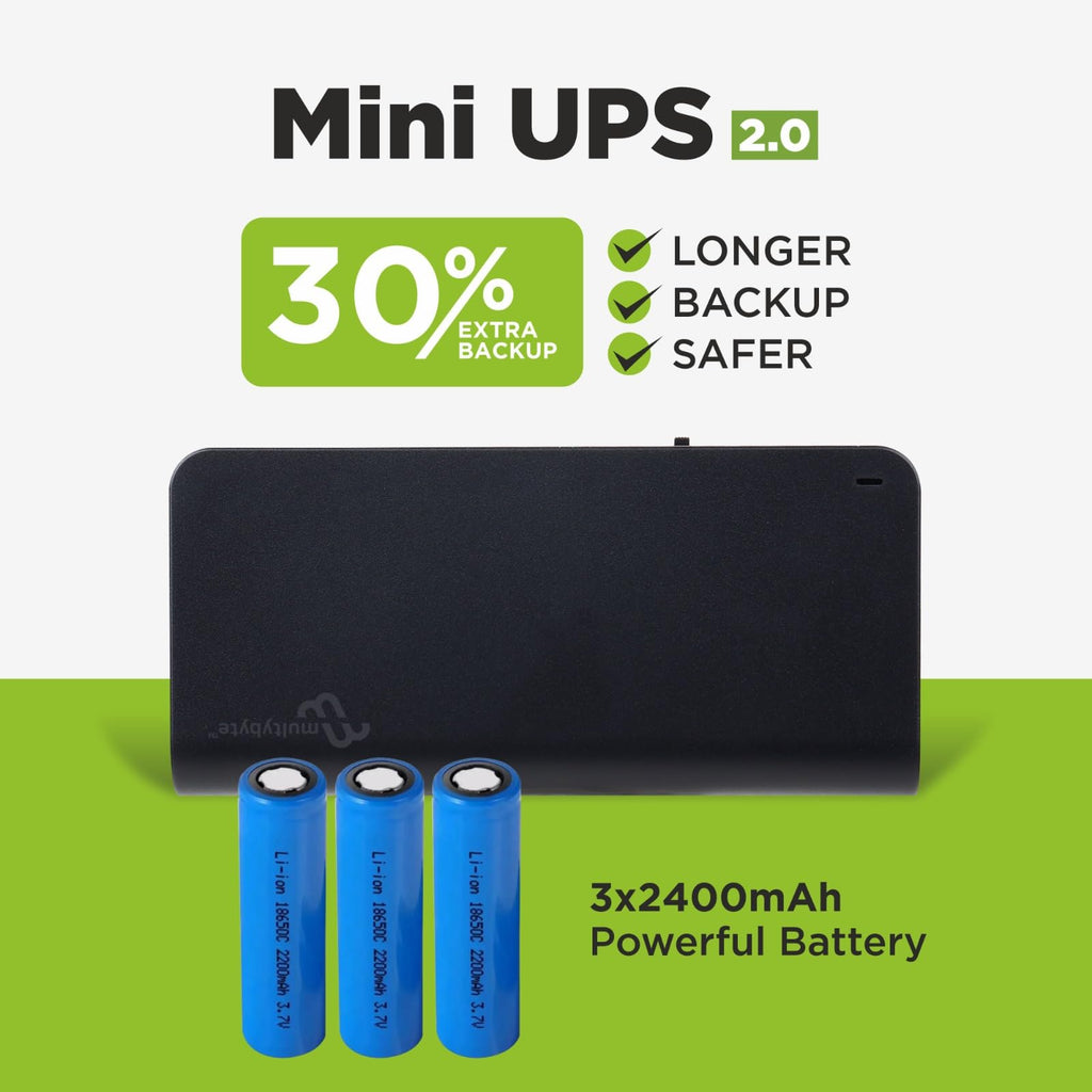 Multybyte 12V Mini UPS for Wi-Fi Router – Up to 5-Hour Backup | Router Backup Battery | Smart Power Protection | Compact & Easy Setup | Compatible with Jio, Airtel, Tenda