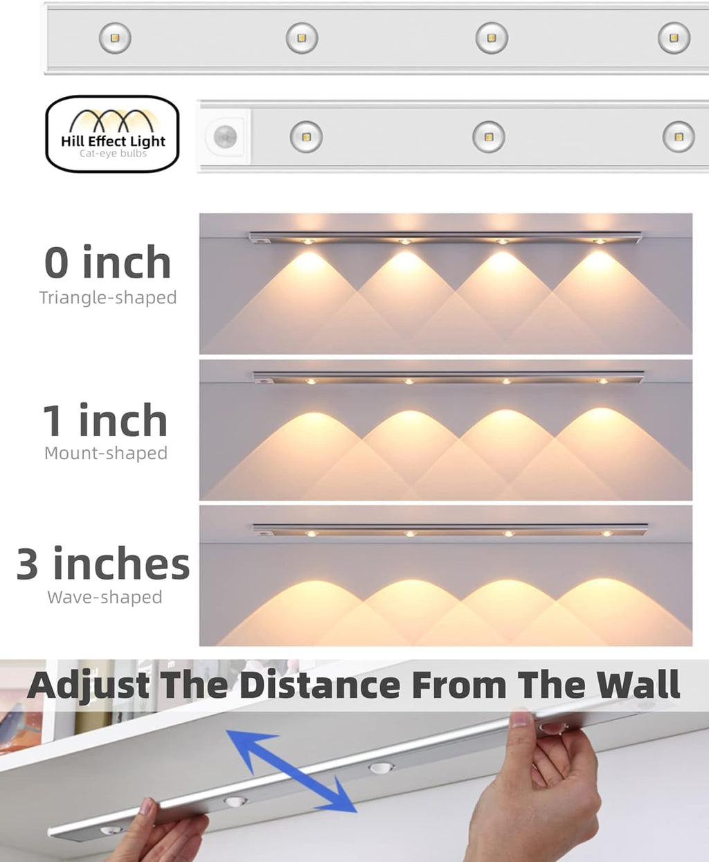 AROPRE 40cm Motion Sensor Under Cabinet LED, 400mAh Battery, Dimmable USB Rechargeable Closet Lamp, Wireless Stick-On for Wardrobe, Kitchen, Stairs (Pack of 1) Yellow