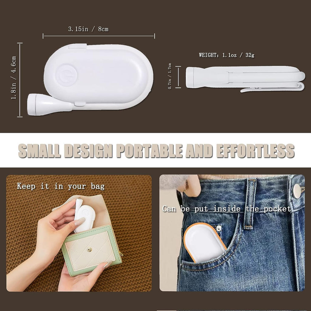 AROPRE Mini Clip-On Reading Lamp – USB Rechargeable, Eye-Caring Night Light with 3 Light Modes, Special Folding Design, Perfect for Students (White)
