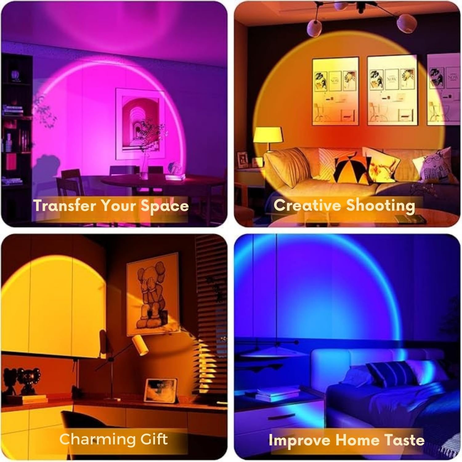 AROPRE RGB Sunset Projection Lamp – 16 Color Modes LED Night Light with Remote for Bedroom, Romantic Decor, Valentine Day Gift, Love Gift for Her, Couple Gift, Ambient Mood Lighting