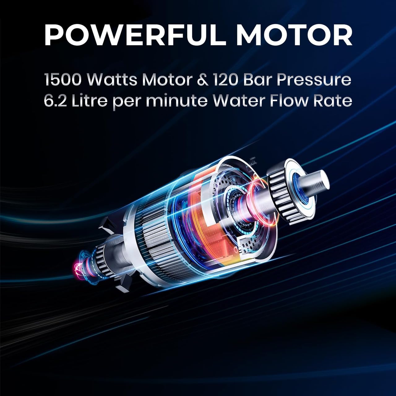 IBELL NANOJET High Pressure Washer, 1500W Motor, 120 Bar Car Washer High Pressure Gun, 6.2 L/Min Flow, 5M Hose, Portable Pressure Washer for Car, Bike, Home & Outdoor Cleaning