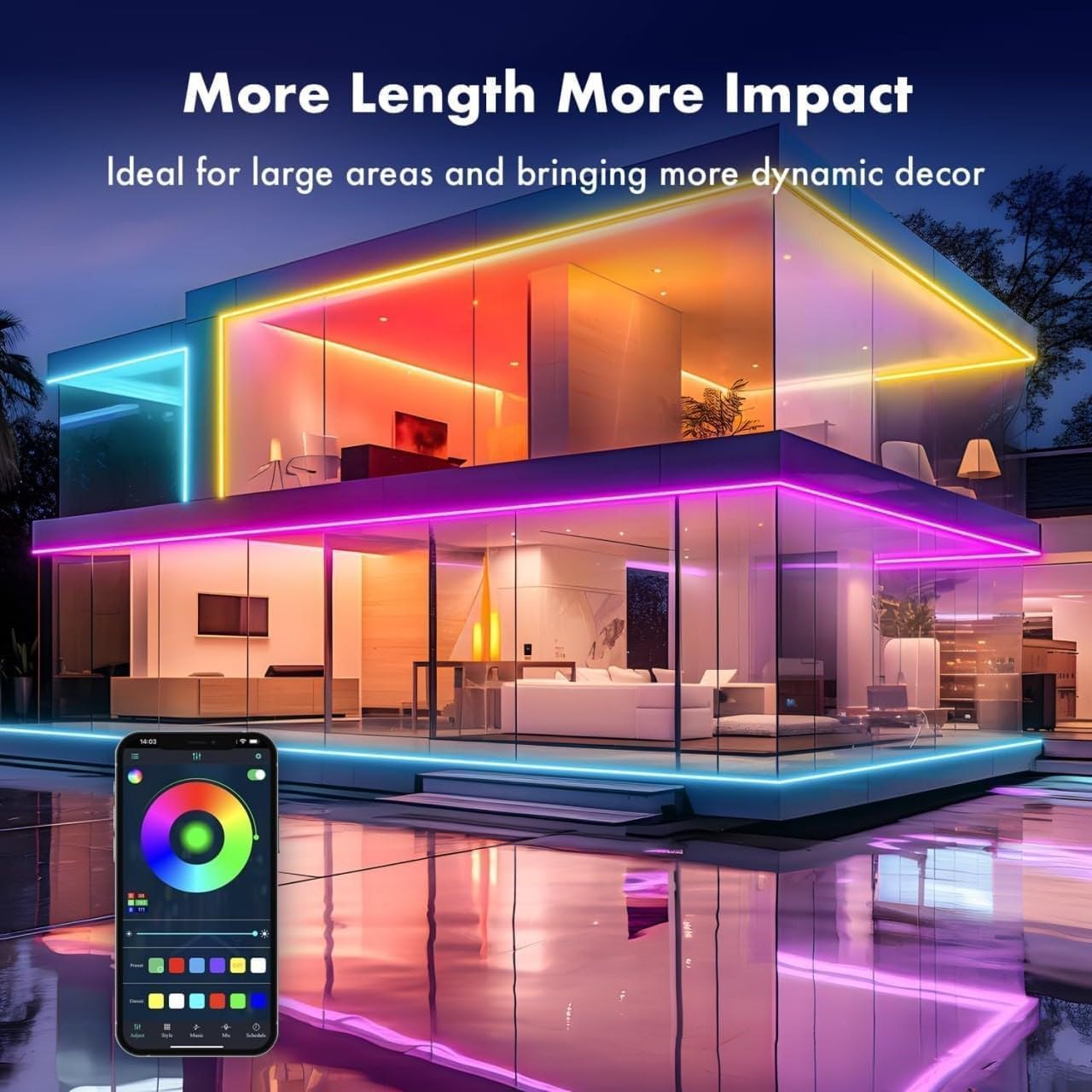 AROPRE 5 Meter Smart RGB Neon LED Strip Lights with App & Remote | Music Sync Rope Light for Room, Gaming, Party, Diwali & Home Decoration