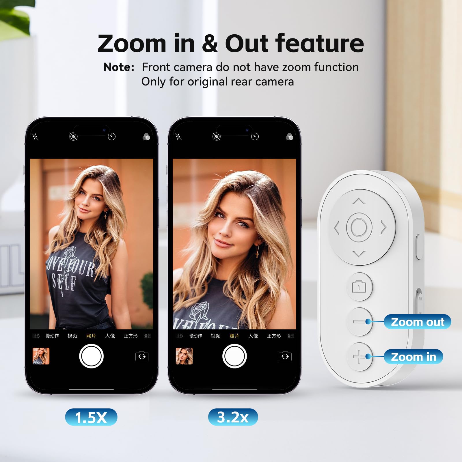 Bluetooth Camera Remote Shutter with Zoom and Switch for Photo and Vlogging,Wireless Video Scrolling Remote for iOS & Android Smartphone, Page Turner for E-Book Cellphone Remote Clicker for Tiktok