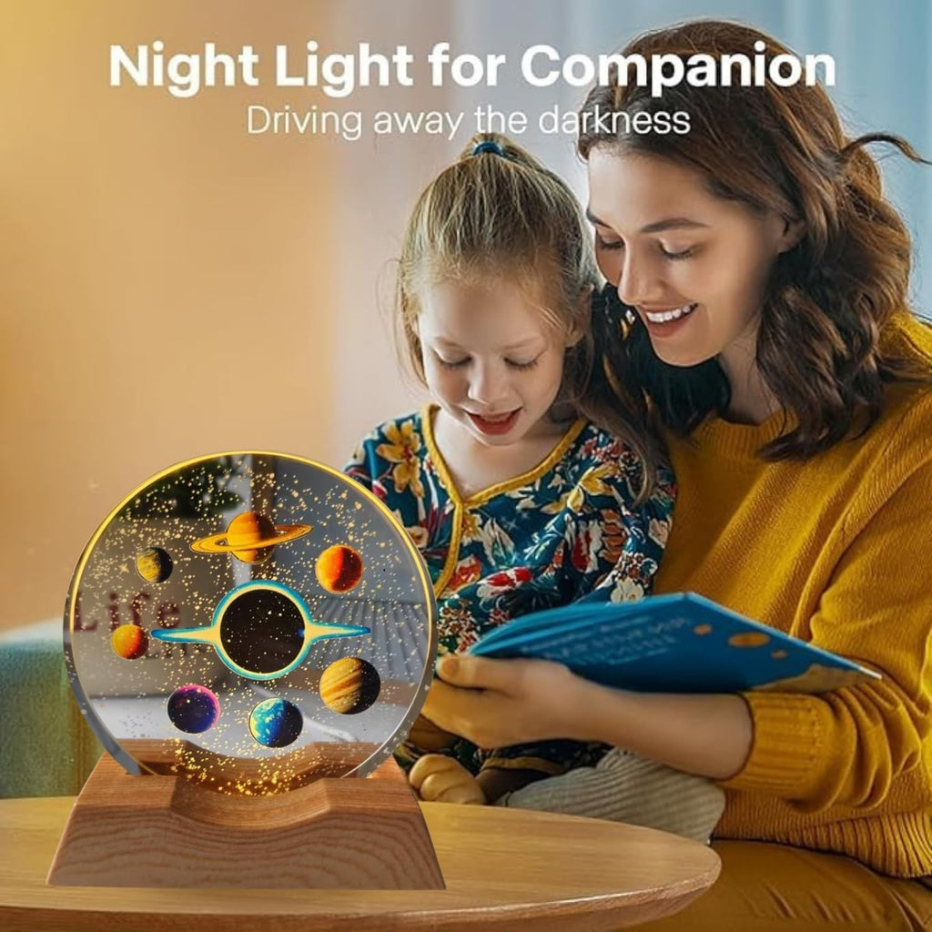 AROPRE 3D Acrylic LED Night Light – Warm White & Space Design with Durable Plastic Base, Decorative Table Lamp for Bedroom, Living Room, Kids Room, Study & Home Décor Gifting