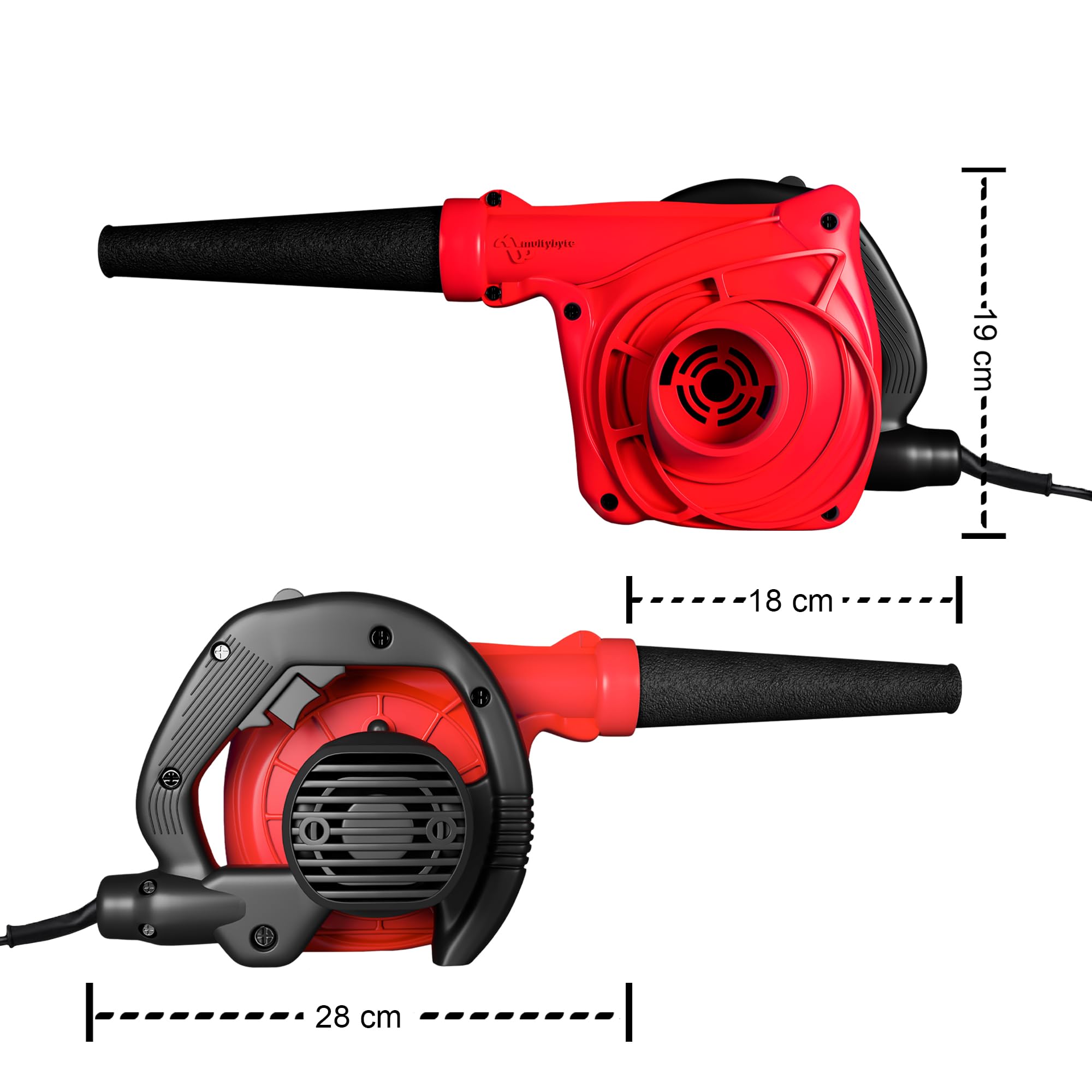 Multybyte Thunder 650W Electric Air Blower | 17000 RPM Motor, Variable Speed, Lock-On Switch, Anti-Vibration | 3.5 m³/min Airflow Dust Cleaner for Car, Computer, Home, Garden & Leaf Blower Machine
