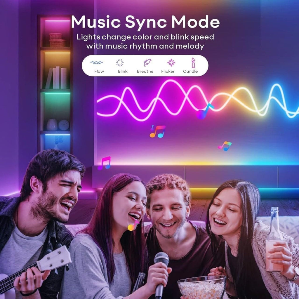 AROPRE 5 Meter Smart RGB Neon LED Strip Lights with App & Remote | Music Sync Rope Light for Room, Gaming, Party, Diwali & Home Decoration