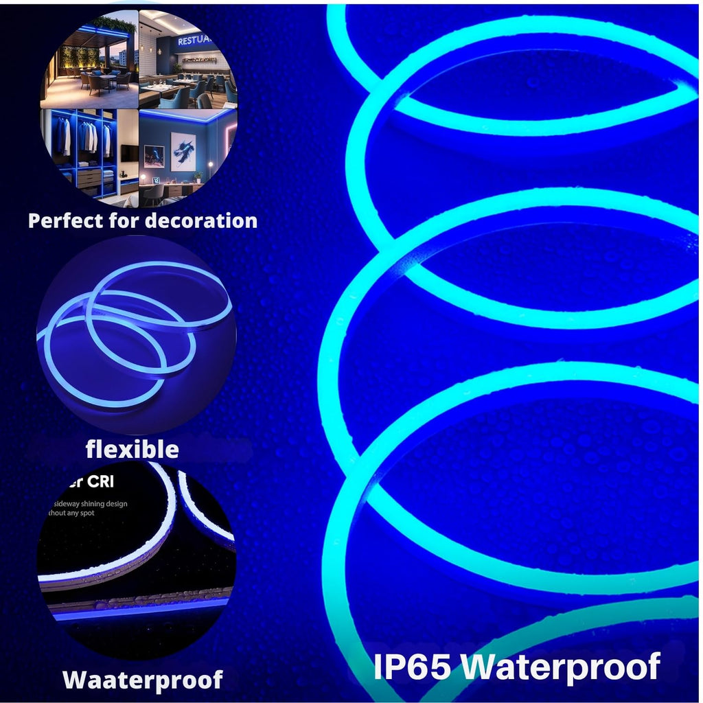 AROPRE 4 Meter LED Neon Strip Light – Blue | Plug-in Powered Flexible Waterproof Rope Light DC 5V | Ambient LED Lighting for Home, Bedroom, DIY Decor, Party & Gaming Room