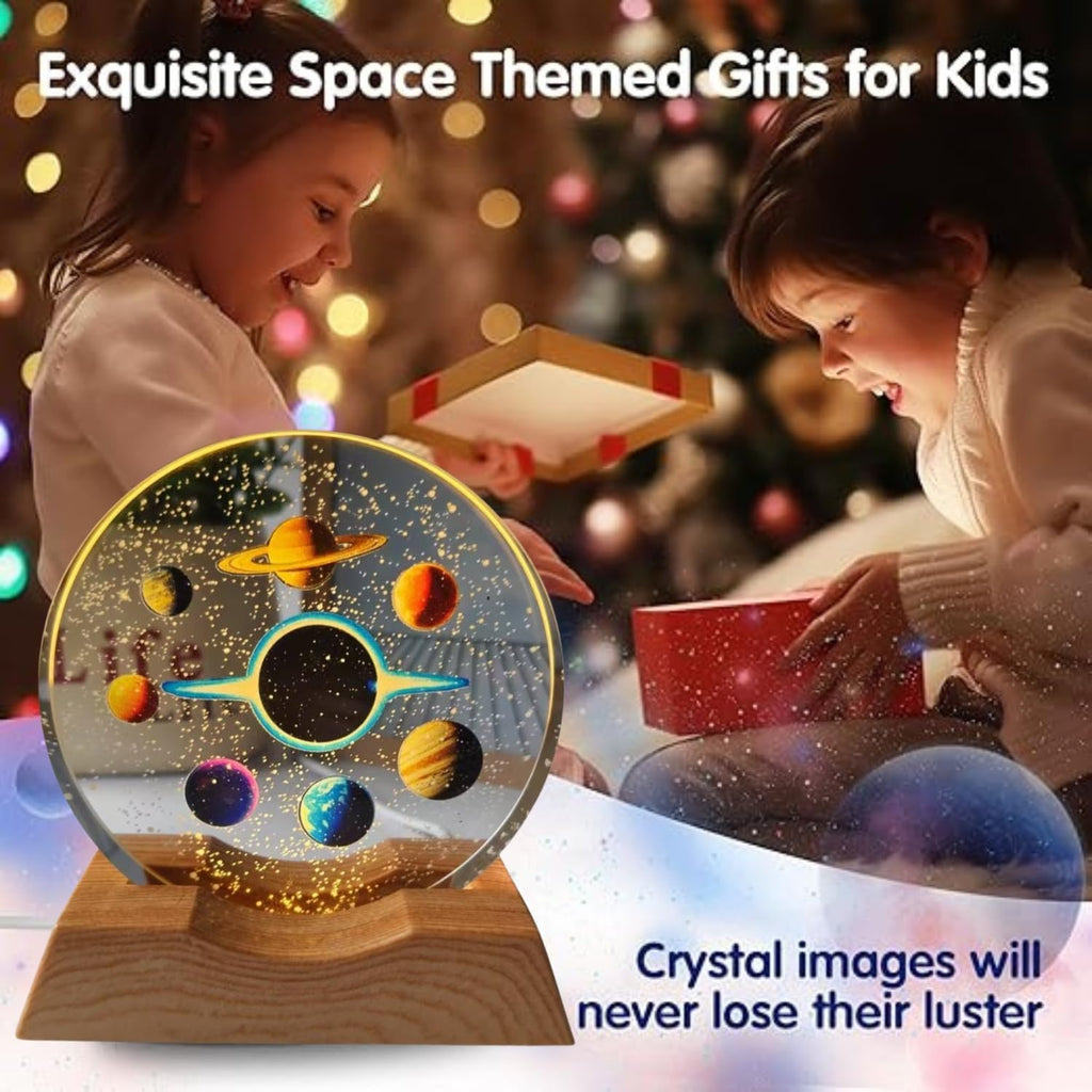 AROPRE 3D Acrylic LED Night Light – Warm White & Space Design with Durable Plastic Base, Decorative Table Lamp for Bedroom, Living Room, Kids Room, Study & Home Décor Gifting