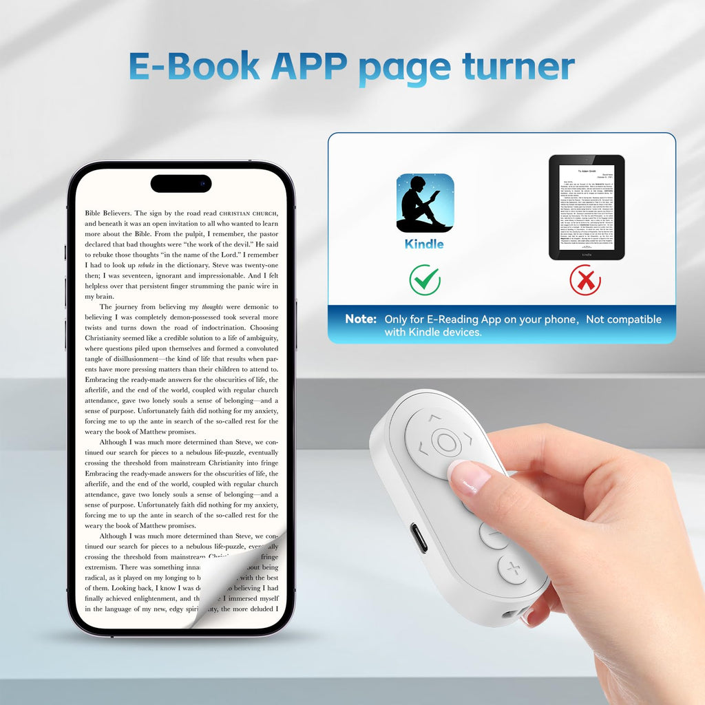 Bluetooth Camera Remote Shutter with Zoom and Switch for Photo and Vlogging,Wireless Video Scrolling Remote for iOS & Android Smartphone, Page Turner for E-Book Cellphone Remote Clicker for Tiktok