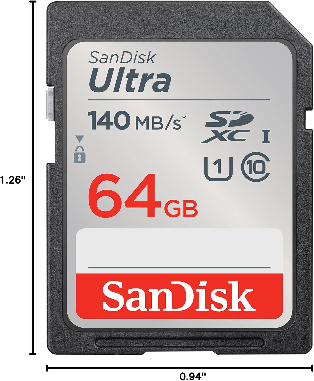 SANDISK 64GB Ultra SDXC UHS-I Memory Card - Up to 140MB/s, C10, U1, Full HD, SD Card - SDSDUNB-064G-GN6IN | Up to 140MB/s, UHS-I, U1, Class 10, Full HD video