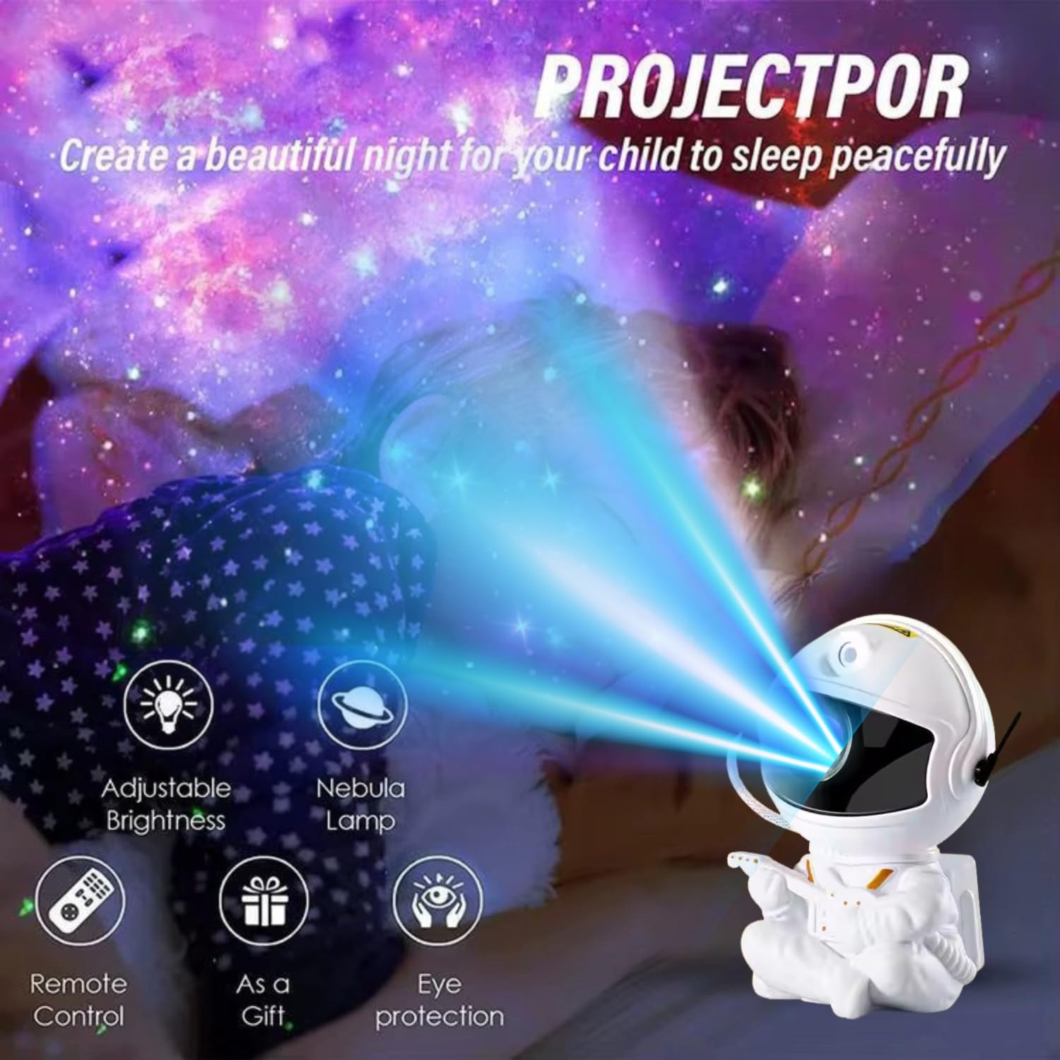 AROPRE Astronaut Galaxy Projector Night Light – 360° Rotating Nebula Star Projector with Remote, Timer & Adjustable Head – LED Space Lamp for Kids’ Bedroom, Home & Party Décor (Guitar Astronaut)