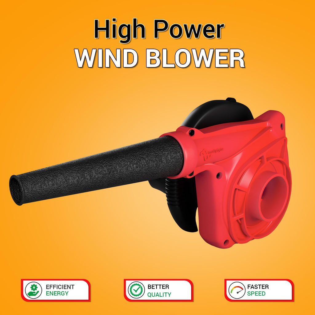 Multybyte Thunder 650W Electric Air Blower | 17000 RPM Motor, Variable Speed, Lock-On Switch, Anti-Vibration | 3.5 m³/min Airflow Dust Cleaner for Car, Computer, Home, Garden & Leaf Blower Machine