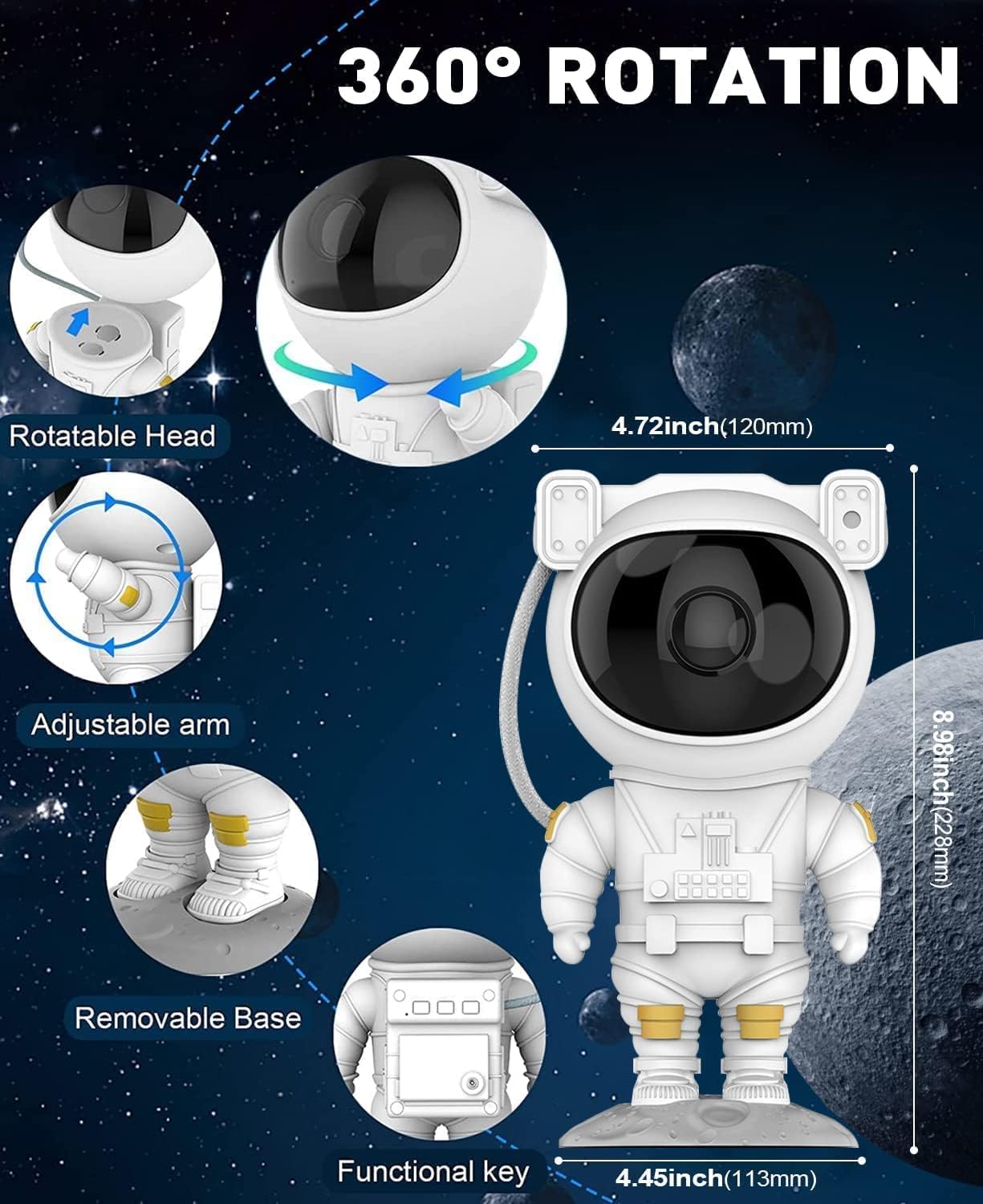 AROPRE Astronaut Galaxy Projector Night Light – 360° Rotating Nebula Star Projector with Remote Control, Timer & Adjustable Head – Space Lamp for Kids’ Bedroom, Gifts, Gaming Room, Home & Décor