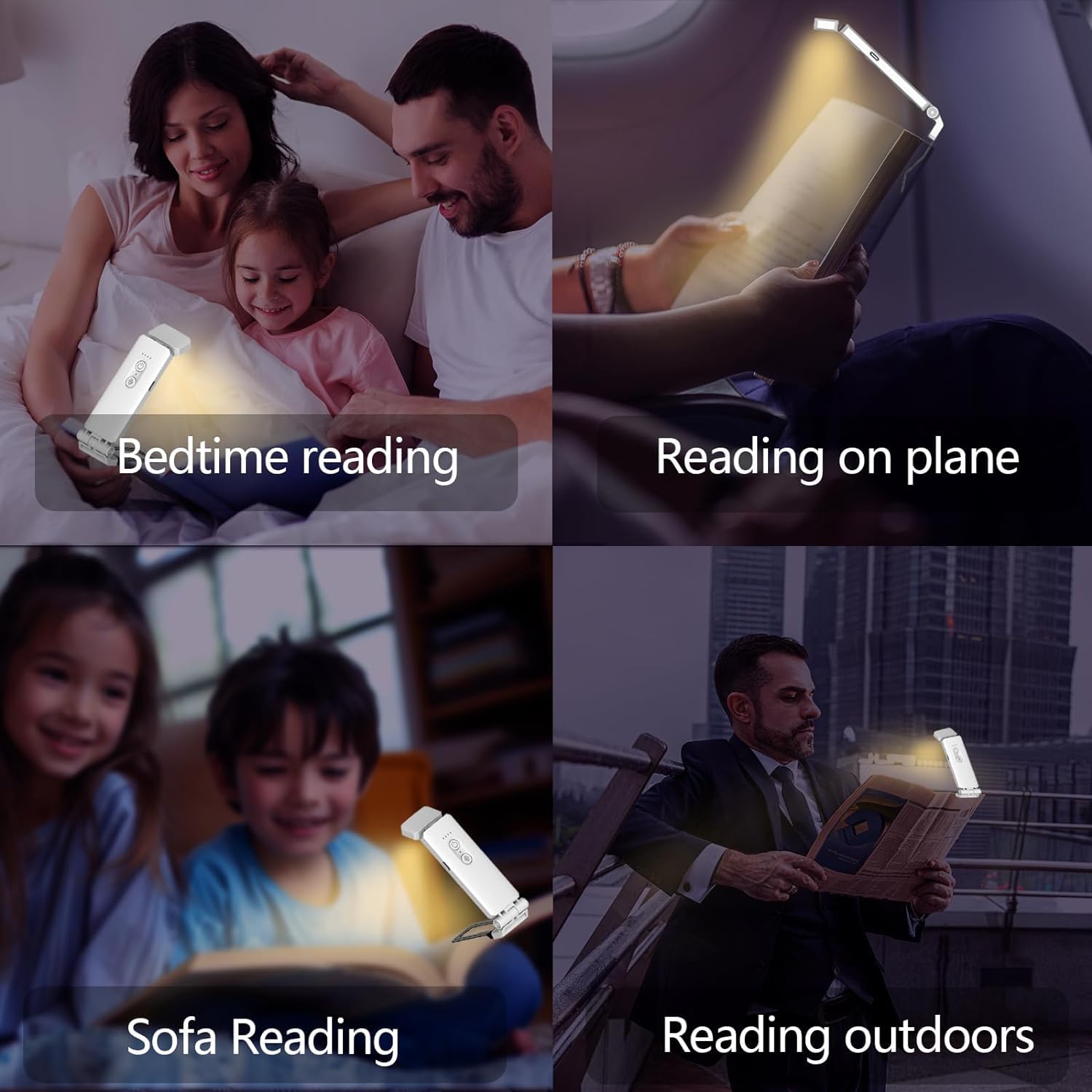 AROPRE Book Lamp for Students, USB Rechargeable LED Study Light, 3 Brightness & Color Modes, Clip-On, Portable & Eye-Friendly (White)