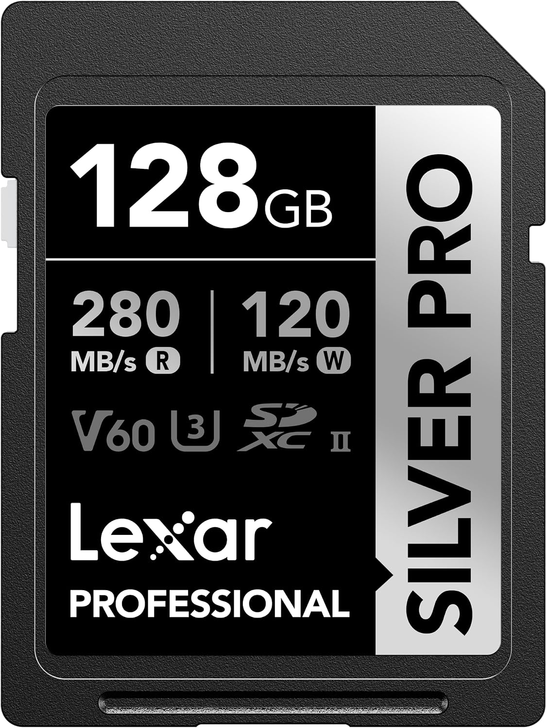 Lexar 128GB Silver PRO SD Memory Card, 280MB/s Read, 4K, V60, U3, UHS-II | Compatible w/ Canon, Sony, Nikon, Ideal for Professional Photographer, Videographer, Enthusiast, LSDSIPR128G-BNNNU