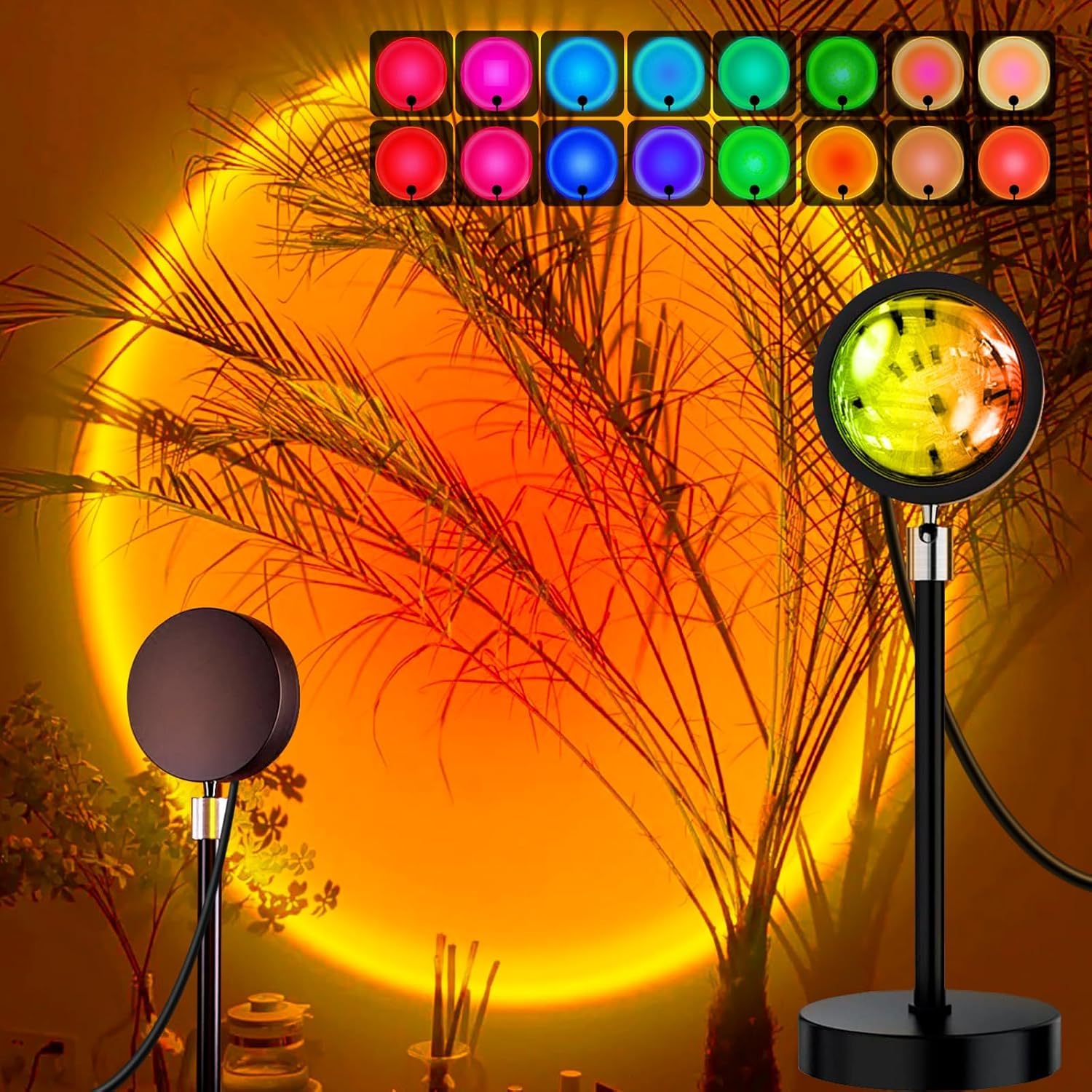 AROPRE RGB Sunset Projection Lamp – 16 Color Modes LED Night Light with Remote for Bedroom, Romantic Decor, Valentine Day Gift, Love Gift for Her, Couple Gift, Ambient Mood Lighting