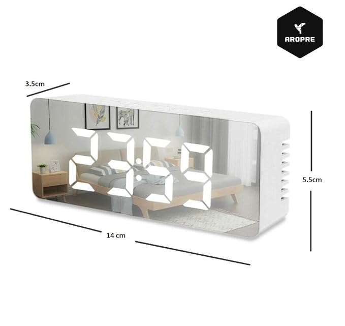 AROPRE Digital Alarm Clock Table Clock for Students, Heavy Sleepers, Bedroom, Office, Corporate | Mini Alarm Clock with Loud Sound, Automatic Sensor, Date & Temperature