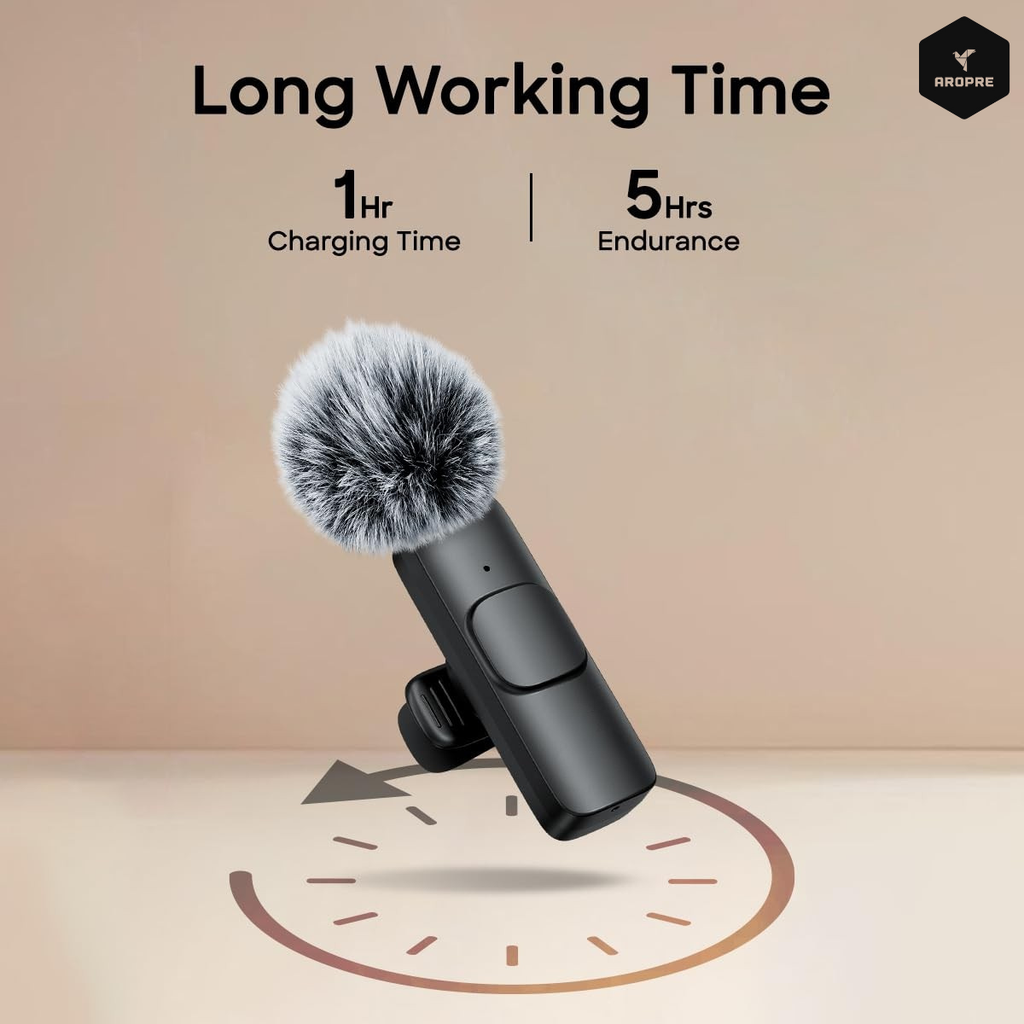 AROPRE AI K9 Professional Wireless Microphone for YouTube, AI Noise Cancelling Lavalier Mic for Video Recording, Best Wireless Mic for Content Creators
